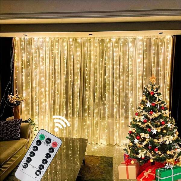 USB Powered LED Curtain Lights, Remote Control Fairy Lights 8 Modes - Suitable For Christmas, Halloween, Valentine's Day, Wedding, Holiday Party, Indoor & Outdoor, Atmosphere Decoration Lights
