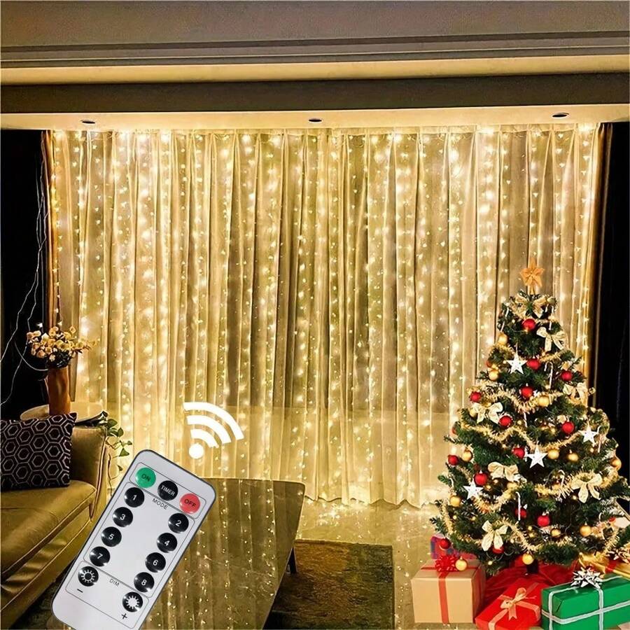 USB Powered LED Curtain Lights, Remote Control Fairy Lights 8 Modes - Suitable For Christmas, Halloween, Valentine's Day, Wedding, Holiday Party, Indoor & Outdoor, Atmosphere Decoration Lights