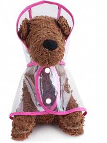 1PC Pet Raincoat - A Transparent Outerwear For Pets When Going Out, Waterproof And Breathable. Suitable For Small Dogs And Cats. Comes With A Rain Cap. - Pink - View 4