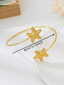 1pc Fashionable Minimalist Starfish Arm Cuff, Stylish & Refreshing Summer Arm Bracelet, Suitable For Women's Daily Wear, Various Holidays, Mother's Day Gift, Socializing, Parties, Activities, Beach, Vacation, Jewelry Accessory