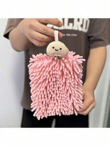 1pc  Cute Animal Chenille Hand Towel - Super Absorbent & Fast Drying Bathroom Kitchen Towel For Kids & Family Use - Hồng - Xem 2