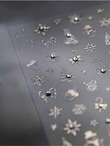 Hình dán móng tay họa tiết nơ bạc, pha lê, đá quý hình người tuyết, bông tuyết, cây thông Noel, ngôi sao, decal móng tay 5D trang nhã chủ đề mùa đông, phù hợp cho tiệc Giáng sinh, cho cả móng ngắn và dài. - Nhiều màu - Xem 5