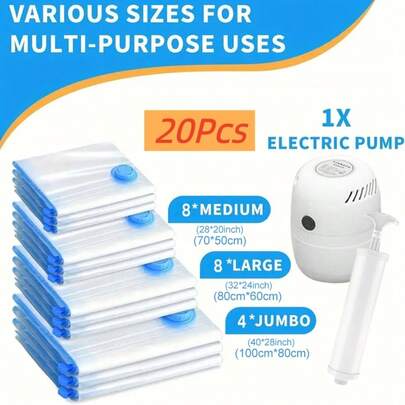 30pcs Transparent Vacuum Storage Bag With ElectricPump, Used For Storing Winter Clothes, Women's Pants,Dresses, Shirts, Long Sleeves, Spring And SummerClothing, Saving Outdoor Travel Space, Easy To Carry, AndSaving 80% Of Space,Vacuum Seal Bags,Vacuum Seal Bags Travel,Vaccume Seal Bags,Vaccum Seal Bags For Clothes,Vacuum Storage Bags And Pump,Home Essentials,Home Essentials,Organization And Storage,Christmas Decoration,Room Decor,Halloween Decor,Organizador De Ropa