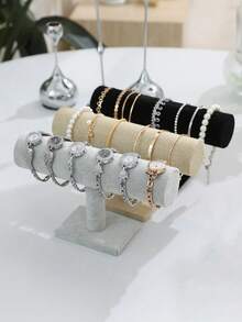 1pc Velvet Bracelet/Watch Display Stand, Jewelry Organizer Rack For Necklaces, Bracelets, Pendants, Fashionable Women Desk Storage, Valentine's Day Gift