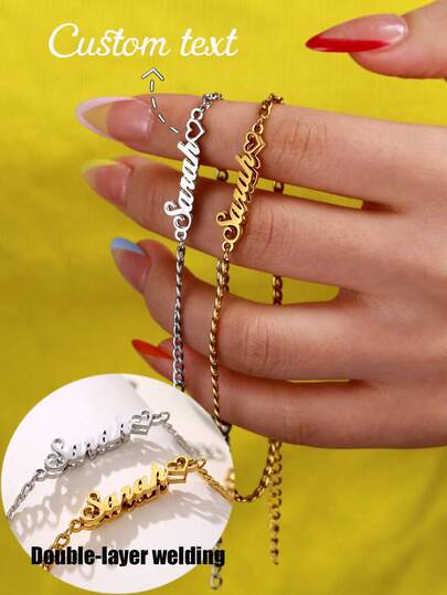 Personalized Name Anklet For Women, Name Plate Pendant Anklet, Gift For Her, Stainless Steel Jewelry