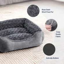 JOEJOY Rectangle Dog Bed For Large Medium Small Dogs - Washable Orthopedic Sofa Bed, Soft Breathable Puppy & Pet Cuddler, Durable Calming Dog Bed With Anti-Slip Bottom, Multiple Sizes,(XL(35"X 25"X 10") Dark Grey) - Type21 - 查看 2