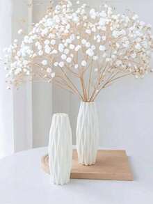 1pc White Plastic Vase, Minimalist Modern Vase, Artificial Ceramic Vase, PP Material, Reusable, Easy To Clean, Sturdy And Shockproof, Suitable For Living Room, Dining Table, TV Cabinet, Bedroom, Bathroom, Balcony Decor, Nightstand, Halloween Gift, Christmas Gift, Autumn Decor Home Decor Room Decor Flower Vase Glass Vase