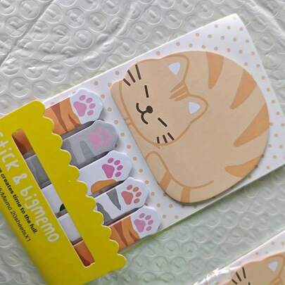 Cute Cat Themed Sticky Notes Designed With Cartoon Animals, Gift Packaging Cat Themed Accessories