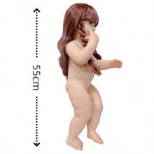 1 pièce Poupée Reborn en vinyle de 22 pouces/55 cm avec de longs cheveux dorés, jouet de compagnie lavable, cadeau d'anniversaire et de Noël - poupée de 55 cm - Voir 4