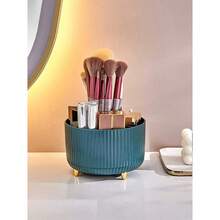 Office Desktop Pen Holder With A Large Capacity Of 5 Grids And A 360 ° Rotating Plastic Pen Holder. It Is A Multifunctional Desktop Organizer, Makeup Brush Holder, Makeup Organizer, Bathroom Vanity, Storage And Organization Of Office Supplies For Daily Home, Bedroom, Bathroom, Study, Office, School Dormitory. It Is An Ideal Choice For Desktop Decoration During The Back To School Season