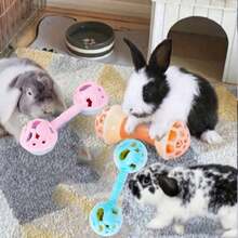 2/3/5 brinquedos interativos para coelhos com sinos e conjunto de bolas de plástico duráveis, adequados para pequenos animais de estimação, como ratos, coelhos, porquinhos-da-índia e hamsters, cor aleatória - Multicolorido - Ver 1