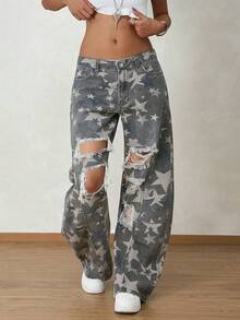 Women's Casual Retro Loose Fit Barrel Leg Jeans Spring - Grey - View 1