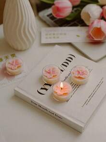 1/2/3/4件 桃花茶蜡一支，四支茶蜡，天然蜡烛，独特的蜡烛礼品，舒适的房间装饰，送给母亲的礼物，婚礼餐桌装饰，婚礼纪念品，送给女士或男士的完美礼物！适合任何场合：圣诞节、生日、母亲节、父亲节、周年纪念礼物、感恩节、情人节 - 彩色 - 查看 4