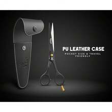 The Cut Factory® 6.5" Matte Black Luxury Hair Scissors – Ultra-Sharp High Carbon Steel Barber Shears For Men, Women & Kids – Gift-Boxed With Leather Pouch – Precision Cutting For Salon & Home{"Color_name":"Black"} - 多色1 - 查看 8
