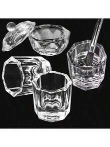 1/2/3/12 pezzi Coppetta per unghie in vetro cristallo, piatto per liquido acrilico, ciotola trasparente, contenitore per polvere, contenitore per liquido acrilico per unghie e scatola in vetro, accessori per decorazione unghie
