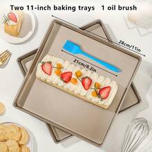 11 英寸 - 28x28 方形深，油布，油刷，蛋糕卷烤盘模具，家用不粘花生脆，雪花蛋糕模具，厨房烘焙工具，可重复使用 - 金色 - 查看 14