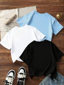 3 sztuki koszulek dla chłopców z nadrukiem graficznym "Italian Brainrot" z okrągłym dekoltem i krótkim rękawem, letnie bluzki