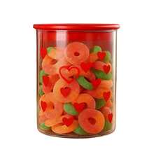 Potes Para Mantimento Com Tampa Hermético Plástico Estampa de Coração 600ml/1000ml/1400ml