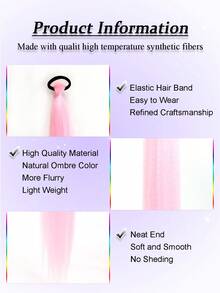 1-2pcs 26 Inch Light Pink DIY Braiding Hair Extensions | Women's Synthetic Yaki Straight Heat Resistant Fluffy Ponytail | Suitable For Halloween, Christmas, Holiday Parties - Pink - View 7