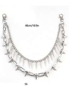 1 pieza Cinturón de cintura de estilo punk rock minimalista y de moda, versátil con remaches y cadena de metal, regalo decorativo de cadena para jeans unisex