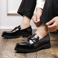 Classic Crocodile Patterned Loafers, Business Casual Bean Shoes, Business Formal Shoes, Party, Wedding, Dance And Work Shoes - 黑色 - 查看 7