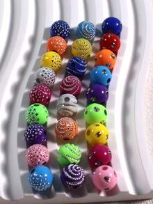 50 قطعة من الخرز الملون المطلي بالفضة ذو الثقب المستقيم قياس 10 مم من الراين الأكريليك، إكسسوارات صنع المجوهرات DIY للأساور والمجوهرات، خرز فضفاض