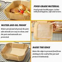 50/100PCS Air Fryer Disposable Paper Square Round Baking Paper Barbecue Plate NonStick Mat Kitchen Oven Oil Absorbing Paper Tool - 50pcs-round - View 4