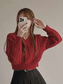 2025秋冬女款简约复古长袖套头毛衣