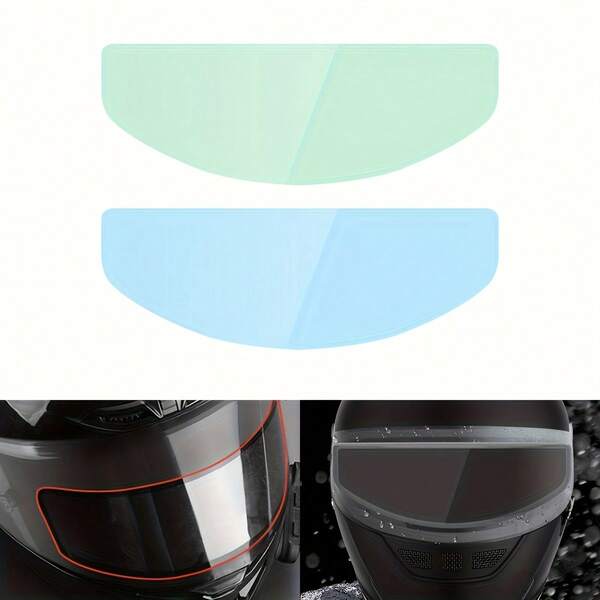 مجموعة من قطعتين، غشاء مضاد للضباب + غشاء مقاوم للمطر لخوذة نصف دائرية، غشاء واضح للرؤية، ورقة لاصقة لخوذة القيادة، اكسسوارات خوذة الدراجة النارية