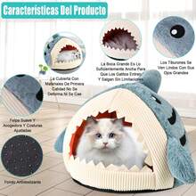 Cama para Gatos de Felpa para Gatos de Interior, Viene con Almohada Tapizada Lavableíble,con Fondo Antideslizante Nido Semicerrado para Cueva de Gato,Muchos Tamaños,para Gatos Perros Pequeños, L - M - Ver 2