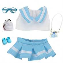 5pcs/Set New Fashion Sleeveless JK Uniform Outfit, School Style Mini Skirt [Top + Skirt], Suitable For 17cm Doll, Clothes, Shoes, Accessories, Glasses, Backpack For Labubu, Halloween & Christmas Gift (Doll Not Included) - Multicolor - View 13