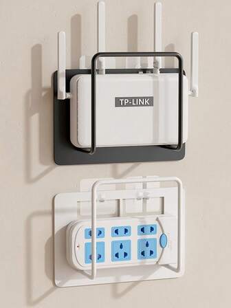 1/2pcs Router Placement Rack, WiFi Storage Rack, Fixator, Wall Bracket. Set Top Box Non Perforated Storage Box Rack. Home And Daily Necessities