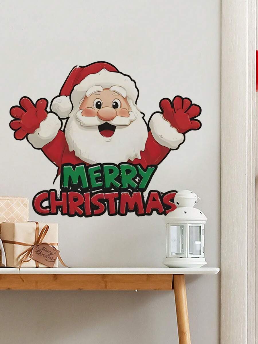 1 Stück mehrteiliger PVC Wandaufkleber, Klassische Weihnachtsserie 3D Plüsch-Weihnachtsmann, Weihnachtsmann, Schneemann, Kamin Dekorationen, geeignet für Schlafzimmer, Wohnzimmer, Arbeitszimmer, Esszimmer, Badezimmer, Heim Wanddekoration, Raumdekoration