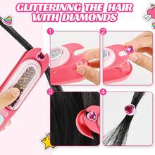 Hair Gem Stamper Kit, Bling Hair Jewels For Girls Toys, Hair Styling Tool With Reusable Shining Diamonds, Christmas Birthday Gifts Toys For Girls, Christmas Stocking Stuffers For Kids (Colours And Details Are Random) - Pink - View 8