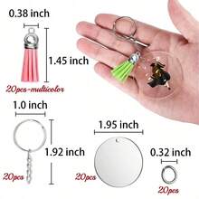 80 Pieces Of Acrylic Keychain Blanks With Keychains: Craft Tassel Keychains, Loose Keychain Rings, Girls' Keychain Kit