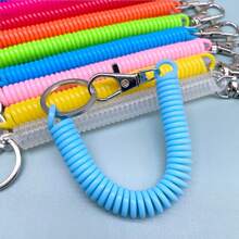 10pcs/2pcs Colorful Retractable Spring Coil Keychain, Back To School ID Card Key Chain, Phone Case Lanyard, Safety Keyring, Referee Whistle With Stretchy Coil Wrist Strap, Metal Lobster Clasp, Suitable For Girls, Phone Wallet, Holiday Gifts Christmas Bag Charms Car Accessaries Teacher Friend Sister Gift Ideas