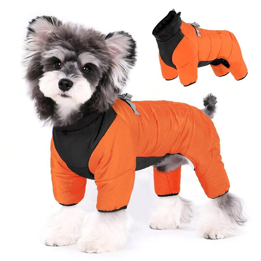 4-Legged Pet Dog Thick Jacket, Windproof Waterproof Warm Outerwear For Small Dogs, Teddy Bear & Poodle Styles, Adjustable Pet Clothes