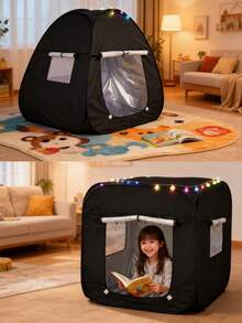 Namiot dziecięcy, sensoryczny, wyposażony w szybko rozkładany mechanizm i solidną konstrukcję zapewniającą cień – spokojne schronienie zaprojektowane dla dzieci z autyzmem, ADHD i SPD – przenośny namiot sensoryczny z panelem zacieniającym i solidną ramą do spania