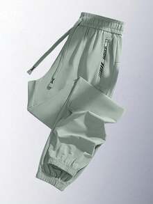 1件装女士轻薄宽松休闲裤，带口袋，适合夏季运动和跑步，弹力纯色紧身裤 - 綠色 - 查看 2