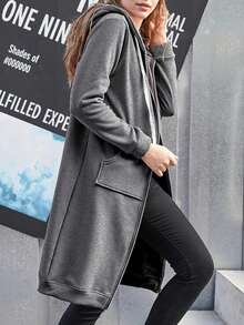 Womens Casual Zip Up Hoodies Tunic Sweatshirt Long Hoodie Jacket Oversized  Fall Winter Jackets With Pockets