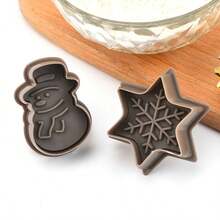 4pcs Christmas Cookie Cutters - Durable Plastic, Easy-Press Design With Snowman, Snowflake, Christmas Tree, Santa Claus Patterns For Perfect Baking, Suitable For Holiday Cookies And Pastries, Baking Accessories | Holiday Themed Tools | Durable Plastic