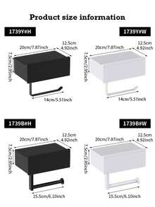 1个壁挂式卫生纸架，带置物架，抽屉式浴室湿巾收纳盒，卫生纸架/手机架，无需钻孔即可轻松安装，浴室必备收纳盒，浴室收纳用品，浴室配件，耐用塑料材质，白色/黑色浴室配件/浴室工具 - 彩色 - 查看 8