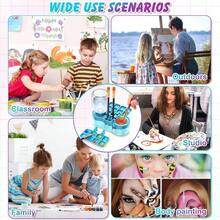 Limpiador de pinceles de pintura con bandeja de pintura, suministros de pintura de dibujos animados mejorados con soporte de drenaje y brocha, herramienta limpiadora de pinceles de pintura de - inicial - Ver 6