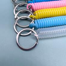 10pcs/2pcs Colorful Retractable Spring Coil Keychain, Back To School ID Card Key Chain, Phone Case Lanyard, Safety Keyring, Referee Whistle With Stretchy Coil Wrist Strap, Metal Lobster Clasp, Suitable For Girls, Phone Wallet, Holiday Gifts Christmas Bag Charms Car Accessaries Teacher Friend Sister Gift Ideas
