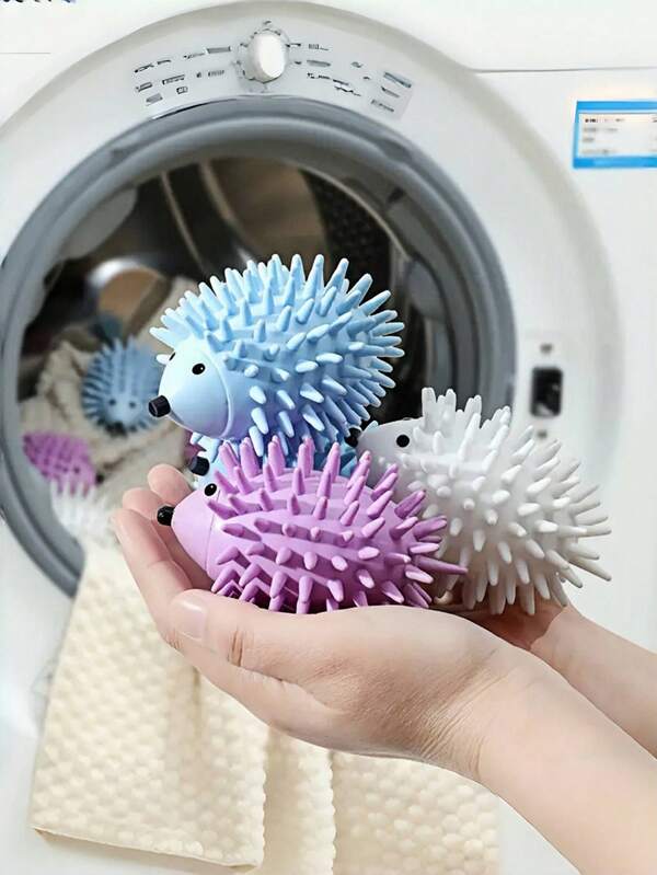 3/6 pièces/set Boules de lavage hérisson réutilisables - Design mignon - Nettoyage en profondeur à 360° - Aide anti-froissage mignonne pour les lave-linge et sèche-linge, doux et nettoie les vêtements, trois couleurs, accessoires de lessive, design amusant, boules de lavage durables, surface texturée