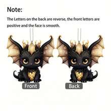 1pc 2D Acrylic Black & Gold Dragon Shaped Hanging Ornament, Car Rearview Mirror Decor, Home Decoration, Keychain, Bag Charm, Small Gift