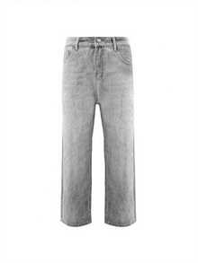 男士时尚休闲宽松浅灰色牛仔裤 - 淺灰色 - 查看 3