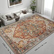 1pc Luxury Classic - Retro Floral - Bohemian Area Rug, 100% Polyester, European - Faux Wool Material, Home Carpet, Suitable For Living Room, Bedroom, Dorm, Entryway, Patio, Machine Washable All Season Large Size Mat, Aesthetic Home Decor