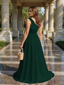 Women Long Dresses - Bottle Green - View 3