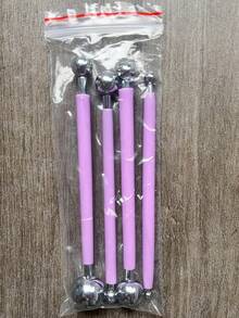 4 pezzi Strumento scolpente a scalpello in metallo, a doppia estremità, di diverse dimensioni, bastone in metallo liscio rotondo per l'opera d'arte in argilla polimerica